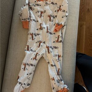 Gerber White and Orange Animal Print Kids Footie